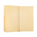 Empty blank yellow aged book isolated on white