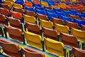 Empty bleacher seats in gymnasium Royalty Free Stock Photo