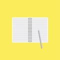 empty blocknote with pen flat design vector illustration