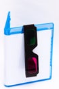 Empty blu-ray disc case with 3D glasses Royalty Free Stock Photo
