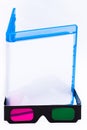 Empty blu-ray disc case with 3D glasses in front Royalty Free Stock Photo