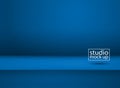 Empty blue background for product display. Vector abstract volume mock up stage studio table room