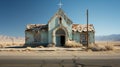 Abandoned Church In The Desert A Nostalgic Portrait Of American Urbanism Royalty Free Stock Photo