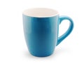 Empty blue coffe cup on white