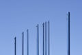 Empty blue flagpoles Royalty Free Stock Photo