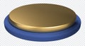 Empty blue gold 3d podium stage. Empty round golden podium scene. Empty luxury pedestal. 3D rendering