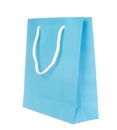 Empty blue paper bag isolated on white Royalty Free Stock Photo