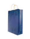 Empty blue paper bag isolated on white Royalty Free Stock Photo