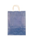 Empty blue paper bag on white Royalty Free Stock Photo