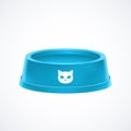 Empty blue pet cat food bowl dish isolated on white background Royalty Free Stock Photo