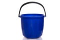 empty blue plastic bucket with a black handle on a white isolated background Royalty Free Stock Photo