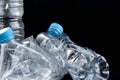 Empty blue plastic water bottles . Recycling and environment Royalty Free Stock Photo