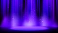 Empty blue purple scene with dark background, place lit by soft indigo spotlight, shiny sparkling particles. Indigo background Royalty Free Stock Photo