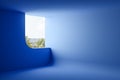 Empty blue room interior design