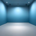 Empty Blue Room With Spotlight Lighting And Light Grey Floor Royalty Free Stock Photo