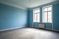 Empty blue room with white window Royalty Free Stock Photo
