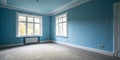 Empty blue room with white window Royalty Free Stock Photo