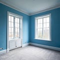Empty blue room with white window Royalty Free Stock Photo