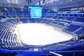 Empty blue seats at hockey rink