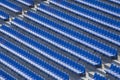 Empty blue stadium seats. Rows of chairs for seating in arena stadium Royalty Free Stock Photo