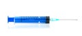 Empty blue syringe Royalty Free Stock Photo