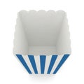 Empty blue and white striped popcorn box isolated on white background Royalty Free Stock Photo