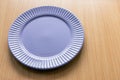 An empty bluish-gray plate on the table