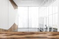Empty blurred white and wood office hall interior Royalty Free Stock Photo