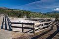 Empty boardwalks at Mammoth Hot Springs