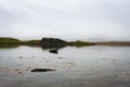 Empty boat floating on a lake