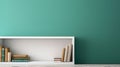 Minimalistic White Corner Shelf With Green Wall - 3d Render Royalty Free Stock Photo