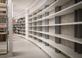 Empty bookshelves from a new library building Royalty Free Stock Photo