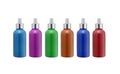 Empty bottle for cosmetic body splash fragrance brand label mockup on white background. Royalty Free Stock Photo