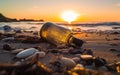 Empty bottle washed up on the beach Royalty Free Stock Photo