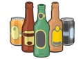 Empty bottles and cans collage Royalty Free Stock Photo