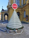 Empty bottles of Coca Cola as a Christmas tree