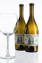 Empty bottles of wine from the label of dollar bill Royalty Free Stock Photo