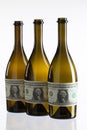 Empty bottles of wine from the label of dollar bill Royalty Free Stock Photo