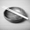 Empty bowl with chopstick black and white color tone style Royalty Free Stock Photo