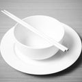 Empty bowl with chopstick black and white color tone style Royalty Free Stock Photo