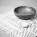 Empty bowl with chopstick black and white color tone style Royalty Free Stock Photo