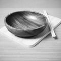 Empty bowl with chopstick black and white color tone style Royalty Free Stock Photo