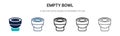 Empty bowl icon in filled, thin line, outline and stroke style. Vector illustration of two colored and black empty bowl vector Royalty Free Stock Photo