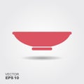 Flat empty bowl icon with shadow. Vector illustration