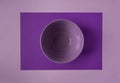 Empty Bowl on Ultraviolet Gradient Background. Identical Monochrome Pastel Colors. Minimalist Creative Geometrical Image Poster