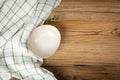 Empty Bowl on White Wooden Table Top View with Copy Space Royalty Free Stock Photo