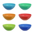 Empty bowls. Kitchen colored ceramic plates decent vector realistic bowls Royalty Free Stock Photo