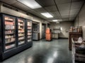 Empty break room with snack vending machine