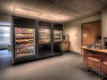 Empty break room with snack vending machine