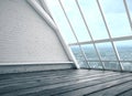 Empty brick attic interior